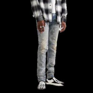 New, unworn Amiri jeans in paisley clay indigo, size 32W inseam 33, authentic :)